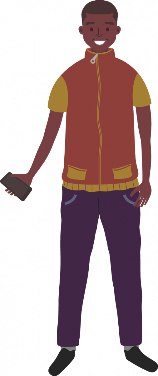 illustration: Arush with a phone
