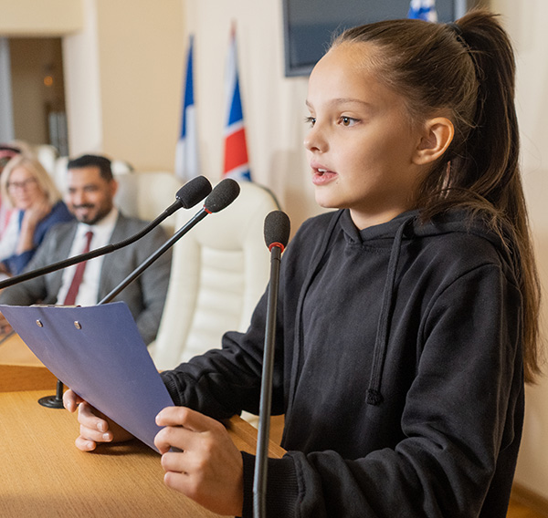 Girl giving a presentation speech