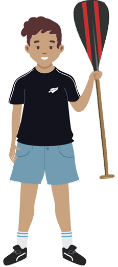 Matu with a paddle