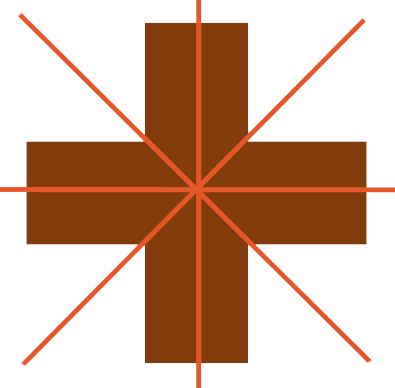 4 lines of symmetry drawn on shape 4