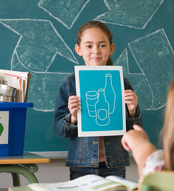 Girl sharing about recycling