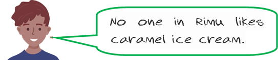 boy saying "No one in Rimu likes caramel ice cream."