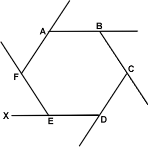diagram of angles on a hexagon