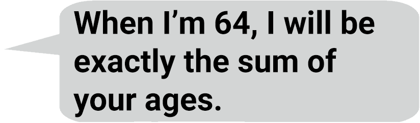 speech bubble saying: If you double your age, Ana, and add Lachlan’s age; I’m still older than that.