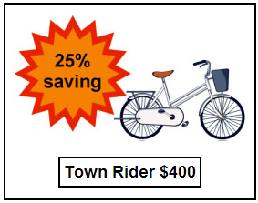 25 percentage saving of a 400 dollar bike