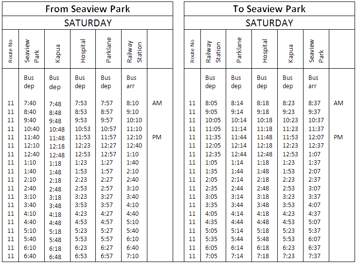 bus timetable