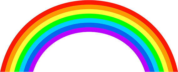 coloured rainbow: red orange yellow green blue indigo violet