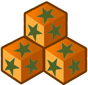 four stacked cubes with stars