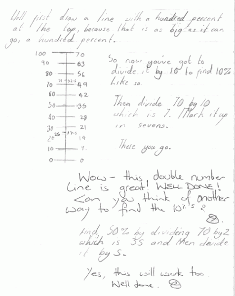 journal reflections about using a double number line