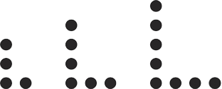 first 3 shapes of an L dot pattern