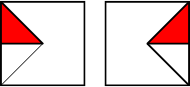 pair of shaded squares with lines