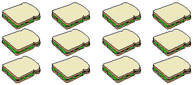 twelve sandwiches