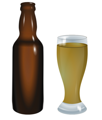 illustration: ginger beer bottle and glass