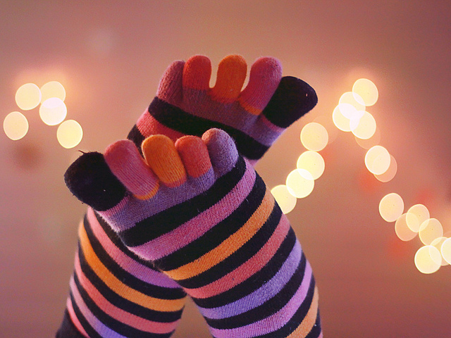 Colourful socks with toes