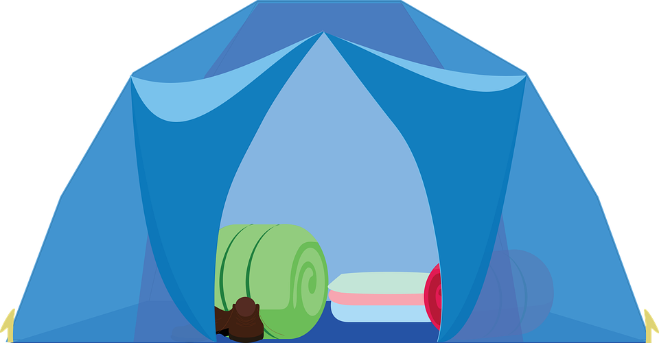 illustration: tent and gear