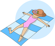 illustration: girl lying on a towel