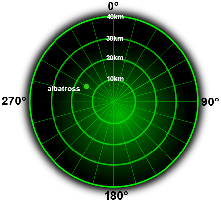 bearing to an albatross shown on a radar screen