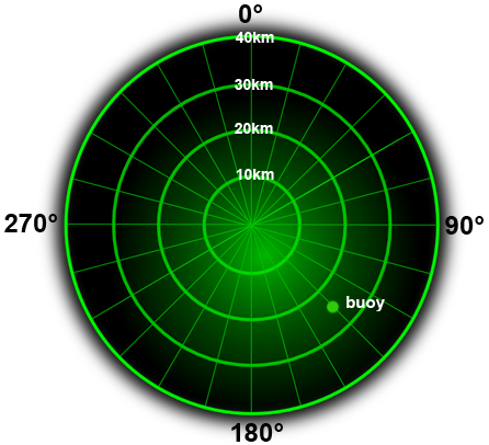 bearing to a buoy shown on a radar screen