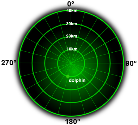 bearing to a dolphin shown on a radar screen