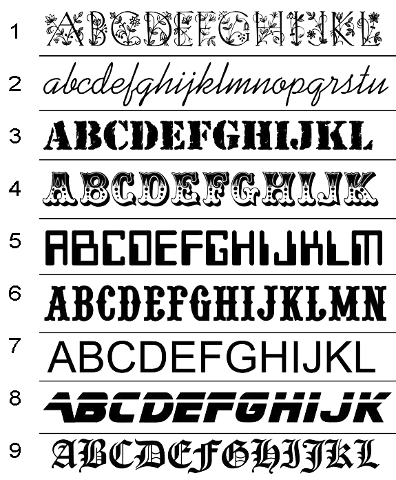 graphic of a selection of different fonts