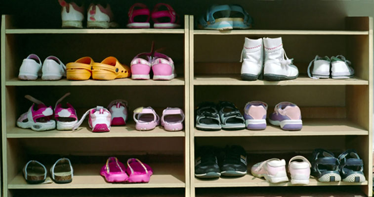 illustration: shelving with lots of shoes