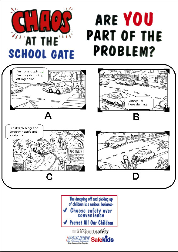 Chaos at the School Gate road safety pamphlet