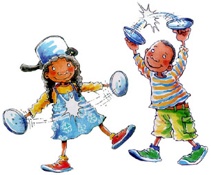 Illustration of children making noise with pots and pans