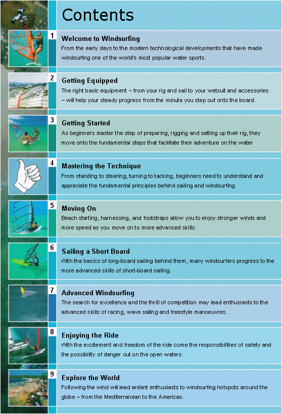 Windsurfing contents page