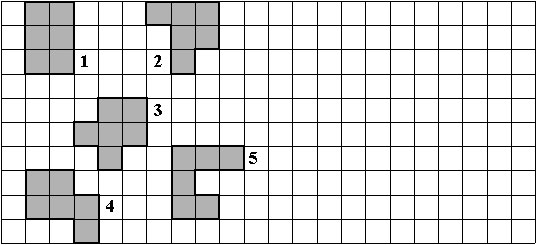 five shapes on a grid