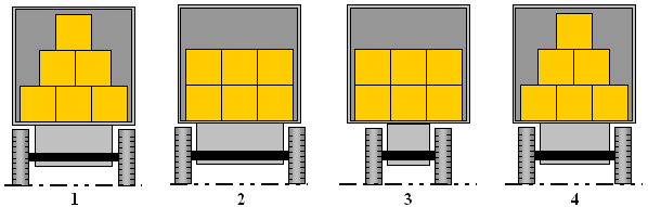 different loads on four trucks