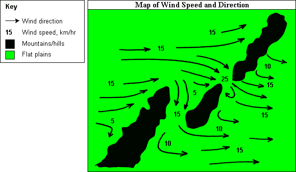 map of wind speed and direction